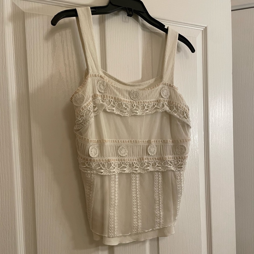 J. JILL Cream Lace Embroidered Tank Blouse - Picture 10 of 13